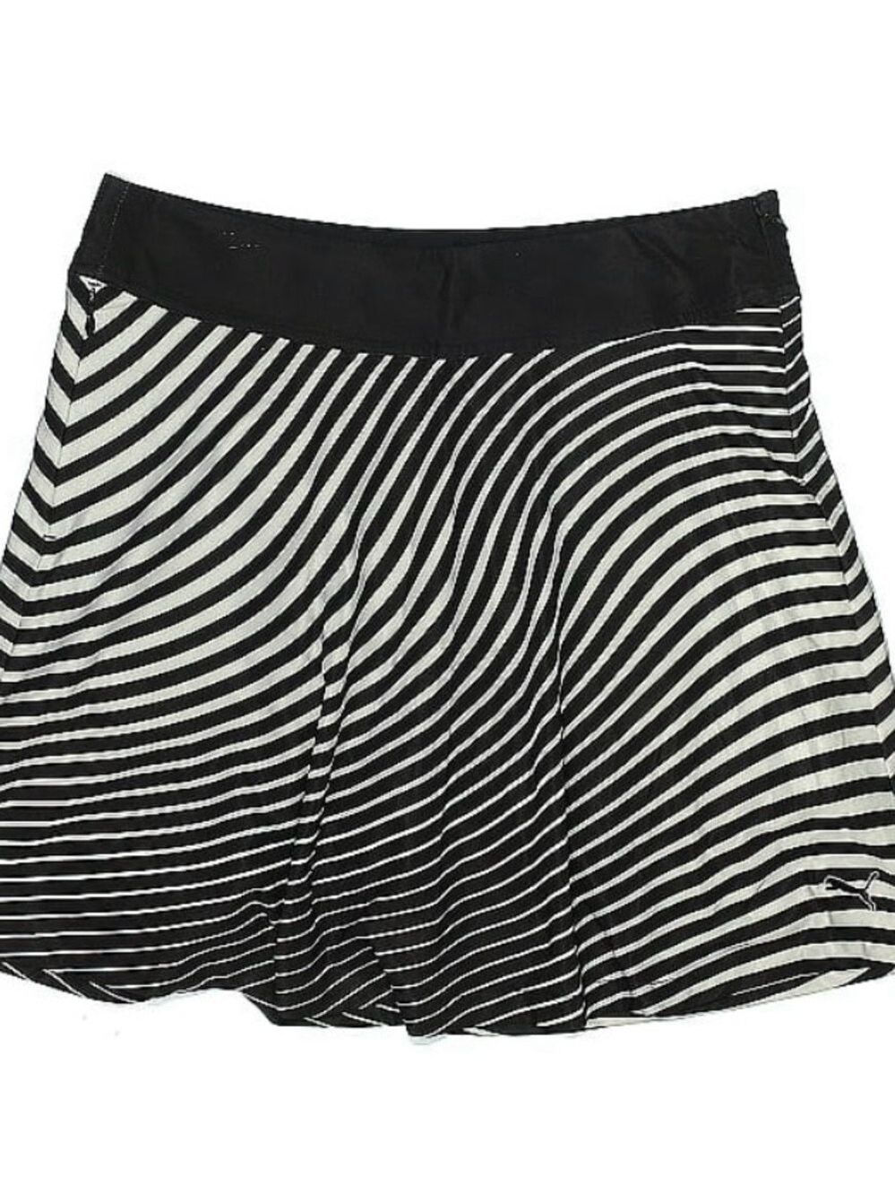 Black and White Striped A-Line Skirt